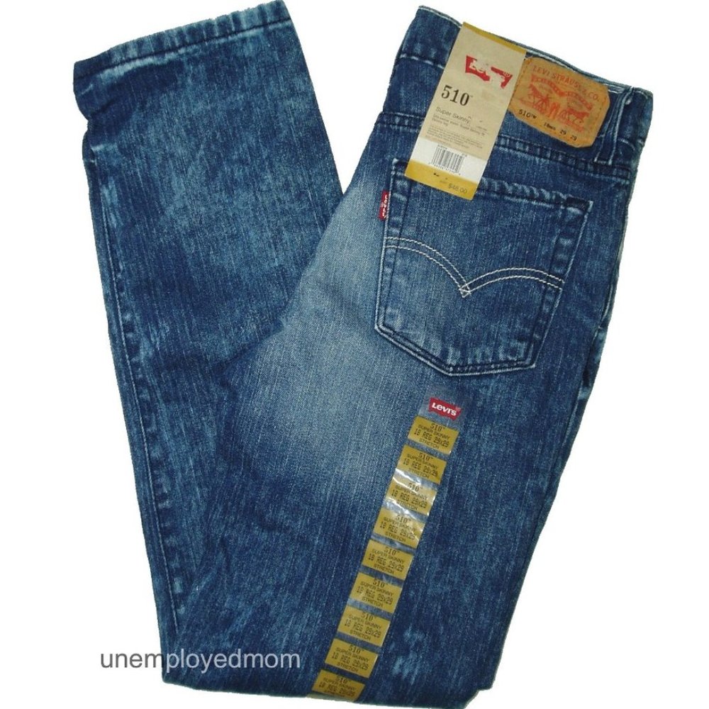 Boys Blue Jeans Faded Super Skinny Fit Levis 510 Youth 18 R Pants Trousers - Picture 2 of 12